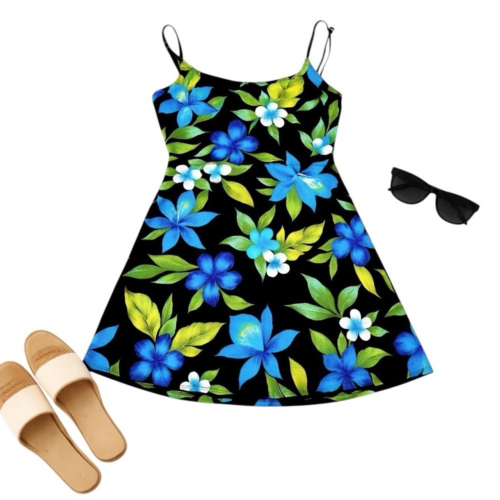 Sessa Black Floral One Piece Swimdress Ruched Tummy Control (by measurements) XS